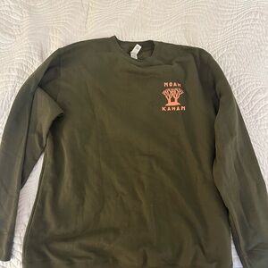 Noah Kahan Olive Green Crewneck Sweatshirt with Pink Logo